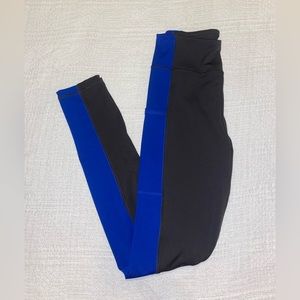 Soho Blue and Gray Athletic Leggings With Pockets on Both Legs